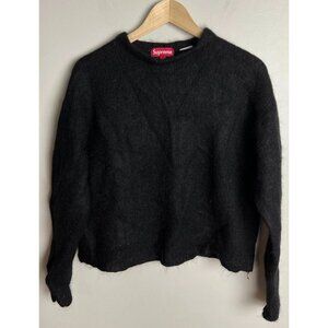 Supreme Black Mohair Wool Sweater Size Large Fuzzy Knit Crewneck CP-00394 Men’s
